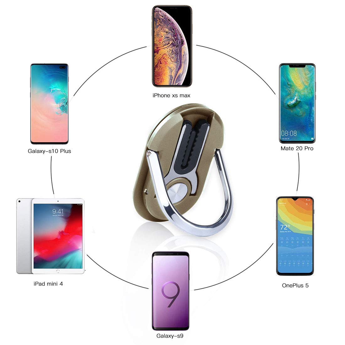 PopSockets PopGrip : Support Et Poignée Pour Téléphone - Design Interchangeable Prana Doré - Pliable, Sans Fil Compatible