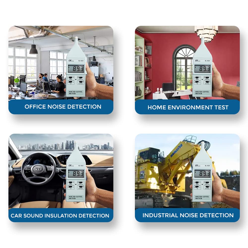 Fonometro digitale (intervallo: da 35 a 130 dB) per auditorium, centro di formazione professionale insieme al certificato di calibrazione di fabbrica Modello: SL-4001