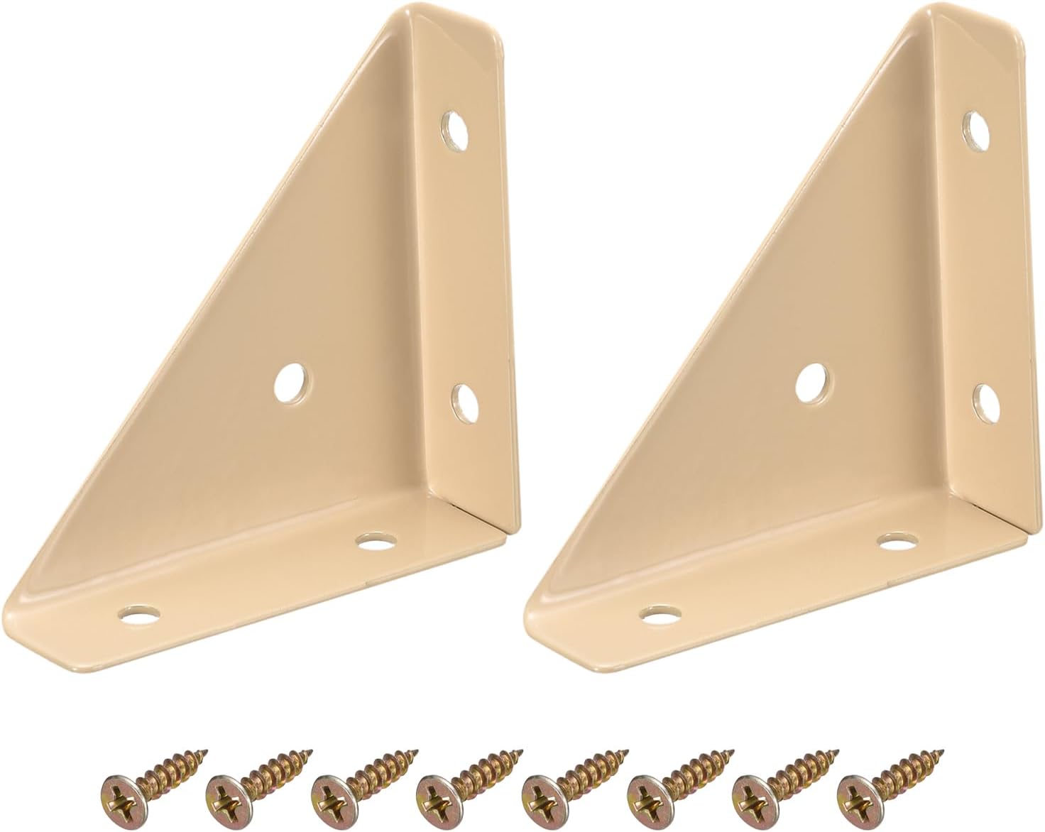 uxcell 2Pcs Angle Corner Brackets 66mm x 66mm, Cold Rolled Steel Braces Joining Support with Screws for Desk Bed Edge (Black)