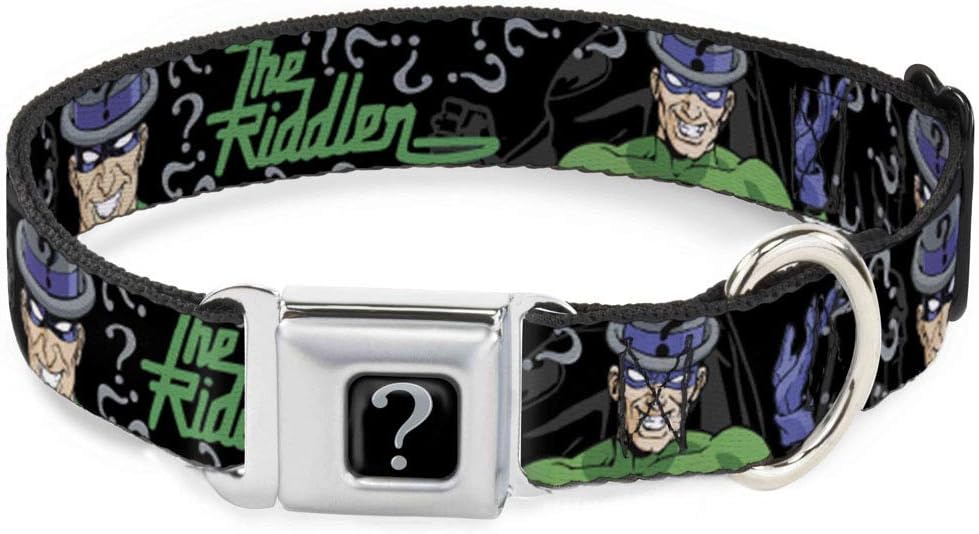 Dog Collar Seatbelt Buckle The Riddler Batman Silhouette 9 to 15 Inches 1.0 Inch Wide