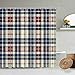 Produktbild XCBN Bunte geometrische Linie Duschvorhang Buffalo Check Muster Retro-Stil Badezimmer Badewanne wasserdichte Stoff Bildschirm A6 180x180cm