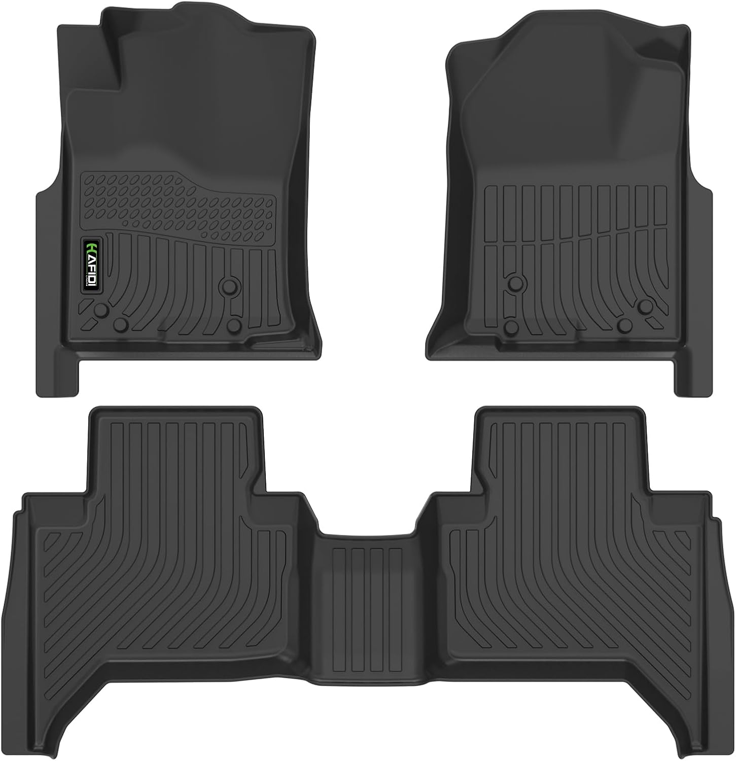 HAFIDI® Floor Mats Fit for 2005-2015 Toyota Tacoma Double Cab (Full Coverage) All Weather Protection TPE Car Floor Liners, Fits 1st & 2nd Row Full Set Custom Accessories, Black