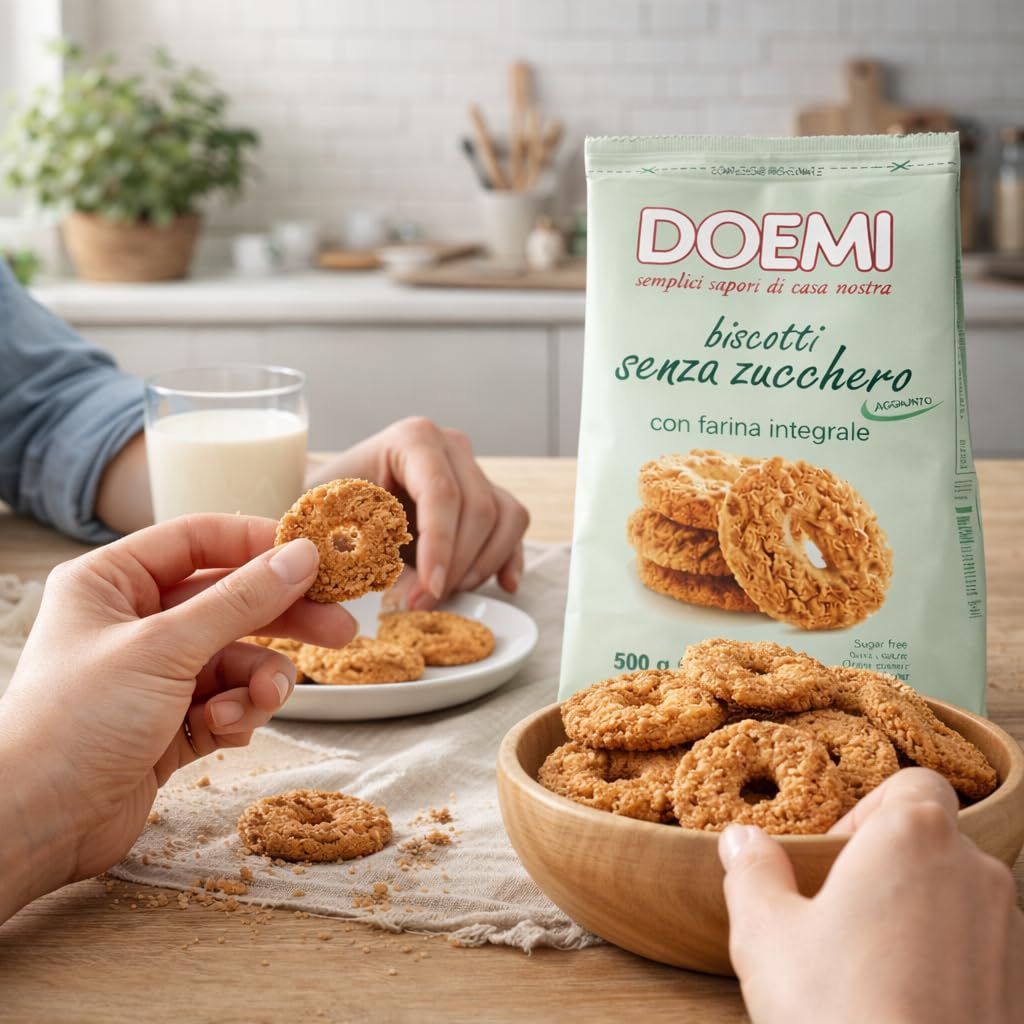 Biscotti Senza Zucchero con Farina Integrale – Confezione da 4 o 8 x 500 g – Biscotti Integrali Senza Zuccheri Aggiunti, Ideali per Colazione e Spuntini (8)