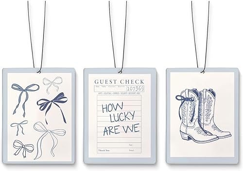 Miniatura 12 de Accesorios de Coche de Aire Floral Azul para Mujeres, Ambientador de Aire Colgante Floral Retro North Town 3 Piezas para Autos Armario Cajón Libros