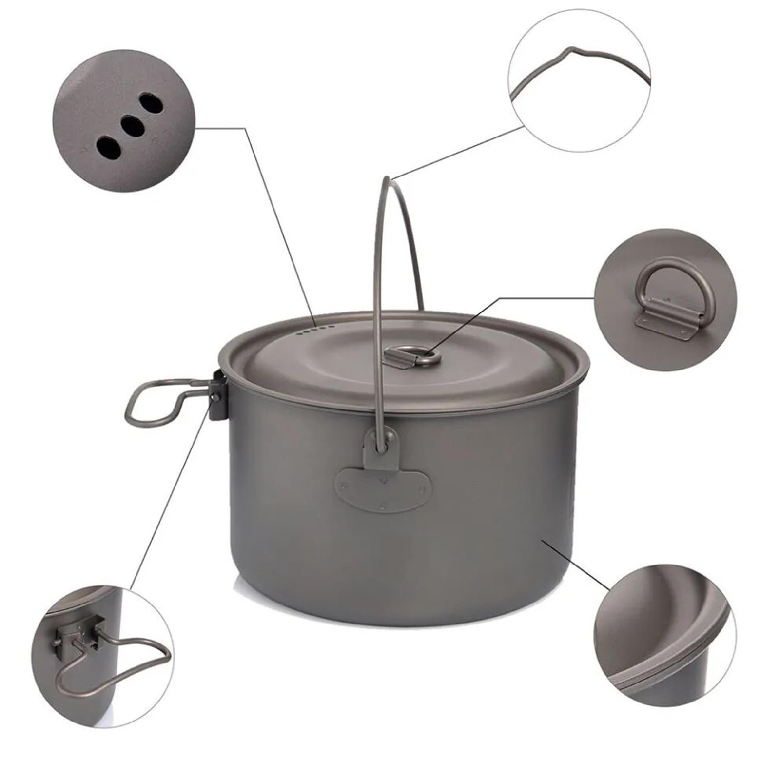 Compatibile con set di pentole da campeggio in titanio, kit di pentole e padelle da esterno for escursionismo, trekking e picnic(15CM frying pan)