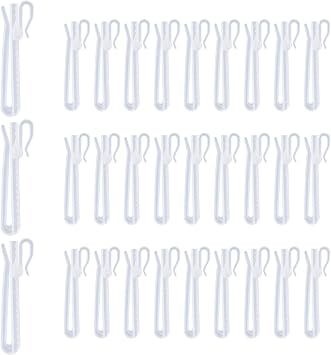 Plastic Curtain Hooks, Adjustable Pinch Pleat Hooks, Ratchet System Pinch Pleat Curtain Hooks for Window Curtain, Door Curtain and Shower Curtain 30PCS