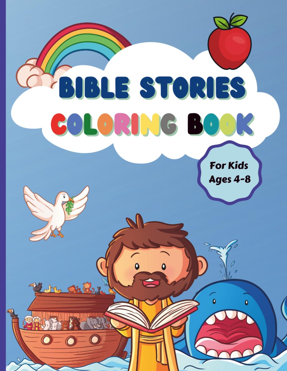 Bible Stories Coloring Book for Kids: Large-sized Biblical-themed Coloring Book for Children With Cute Characters (Kids Corner at Sunset Creative Publishing)