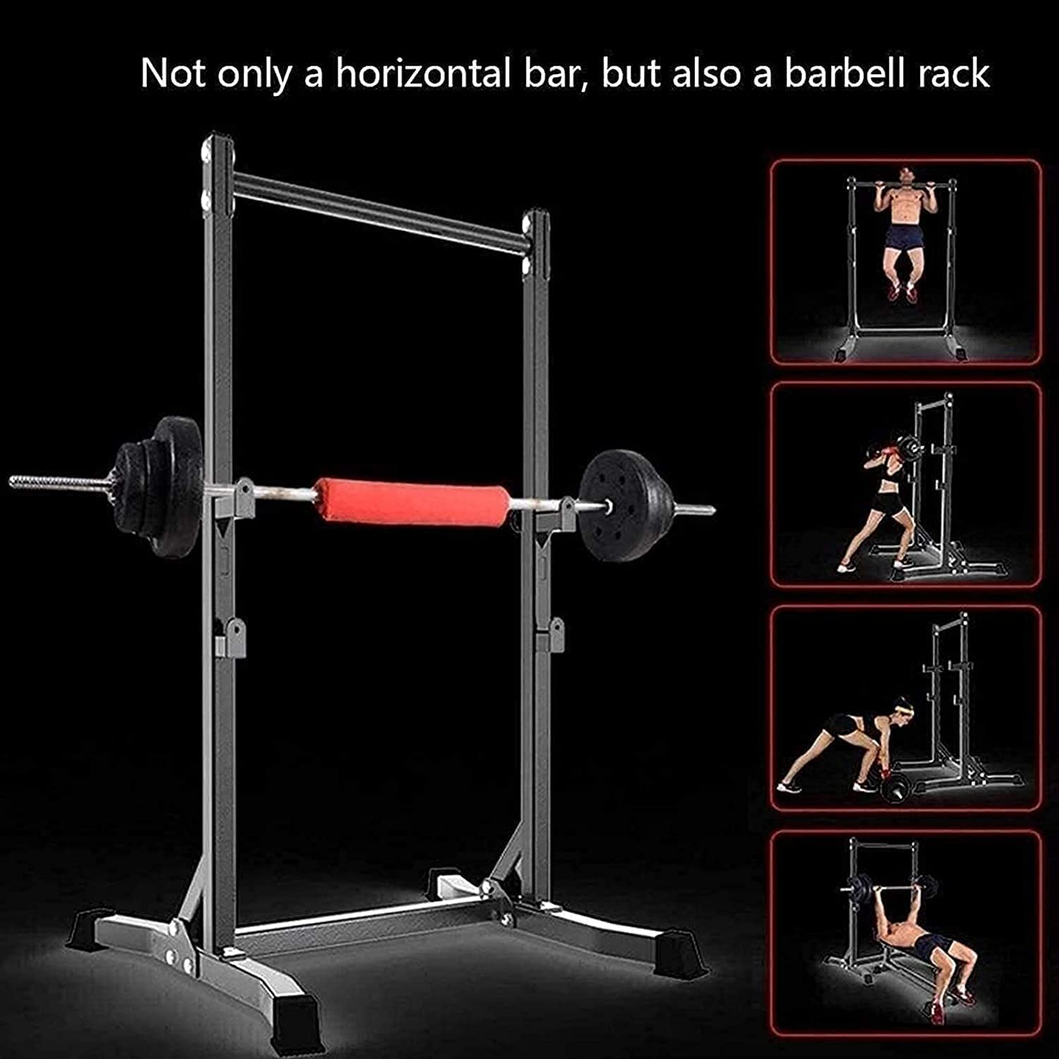OTQEFTN Home Gym Power Tower Strength Training Workout Equipment Pull Ups Rack Sturdy Steel Squat Barbell Free Bench Thole Adjustable