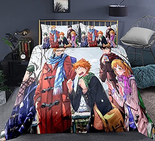 Kssmice Haikyuu !!Shoyo Hinata se utiliza para la cubierta de la colcha, la cubierta del edredón de tres piezas, la cubierta de la edredón de los niños de la historieta y la animación, la microfibra 1 Cover