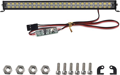 HIRCQOO Barra de luz RC para techo, lámpara LED de carrocería, doble luz de techo compatible con Traxxas Slash Rustler Trx4 Axial SCX10 Tamiya