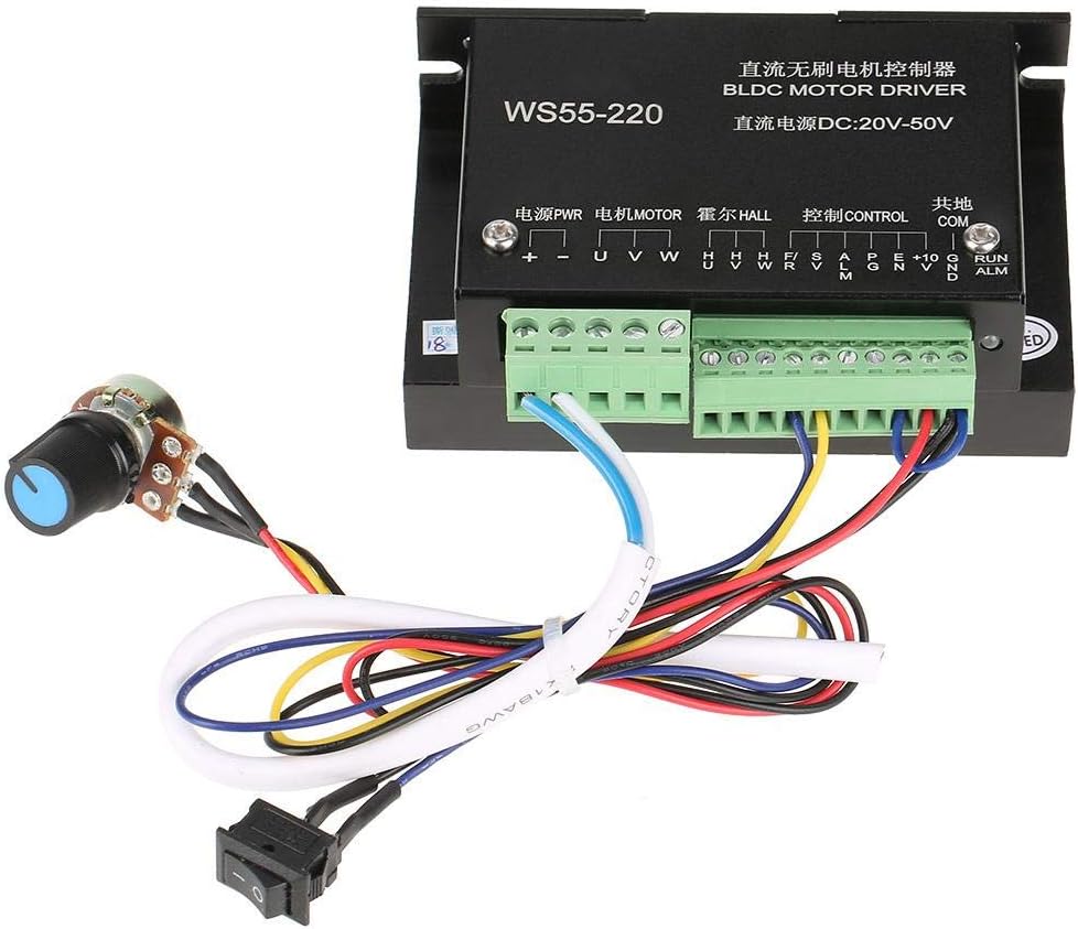 DC Motor Driver, CNC Brushless Motor Driver Controller WS55-220 DC48V 500V Motor Driver Controller BLDC Controller
