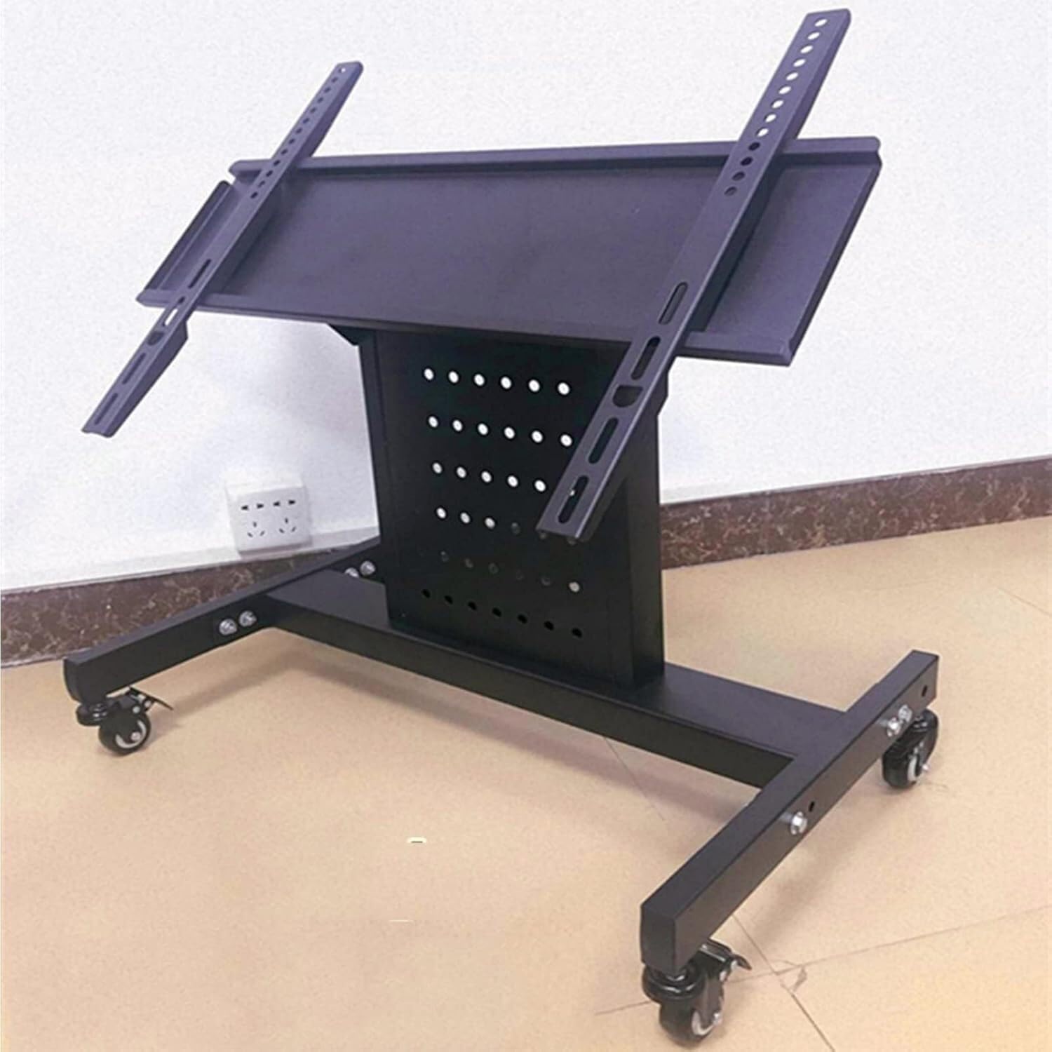 SGKOMN Monitor Arms TV Stand Rolling TV Stand Mobile TV Cart On Wheels for 32-70 Inch Flat/Curved Panel Screens TVs for Home Office Portable Use