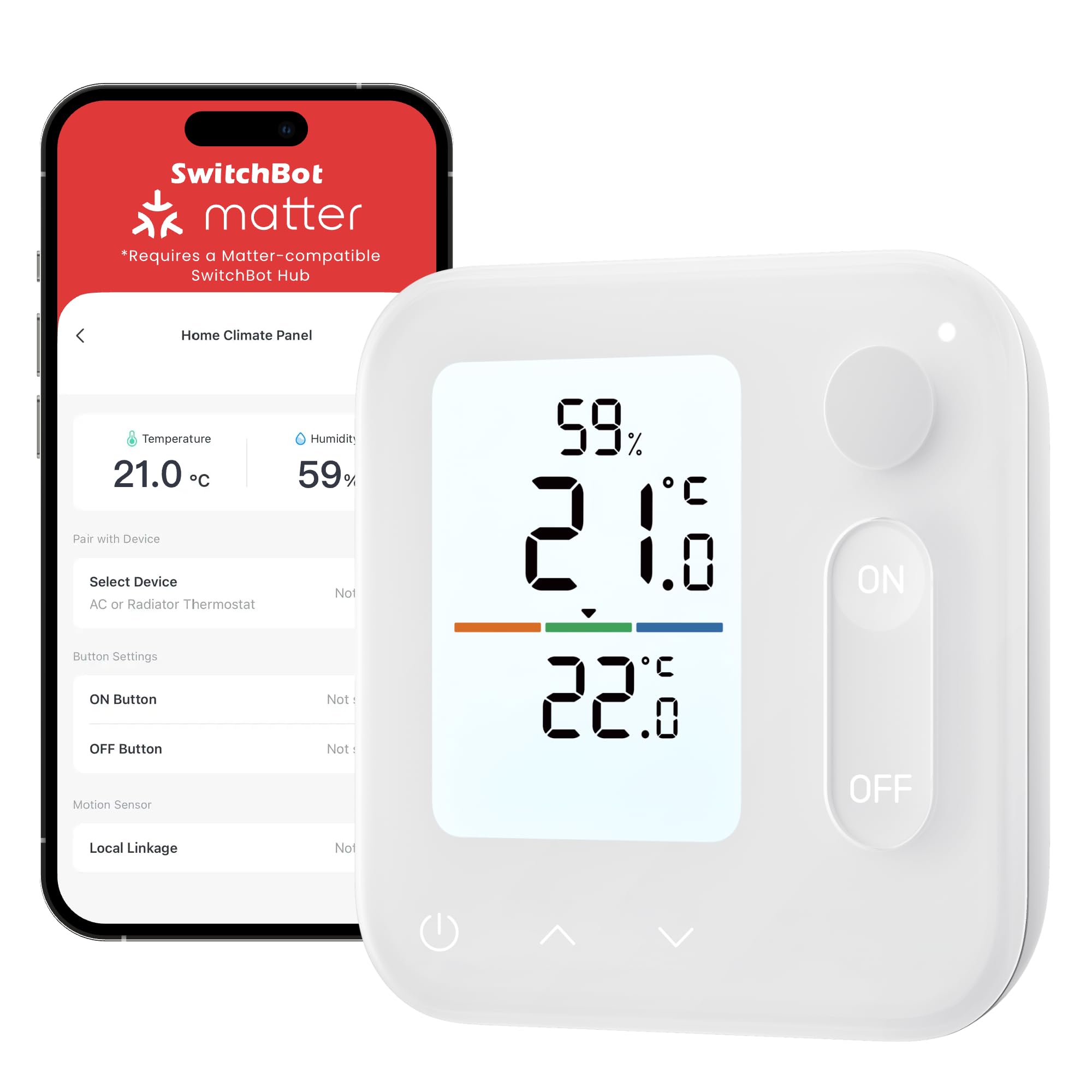 SwitchBot Panneau de contrôle du climat intérieur, thermohygromètre intégré, optimise la régulation des vannes des radiateurs, économie d'énergie et de coûts. Compatible avec Apple Home et Home