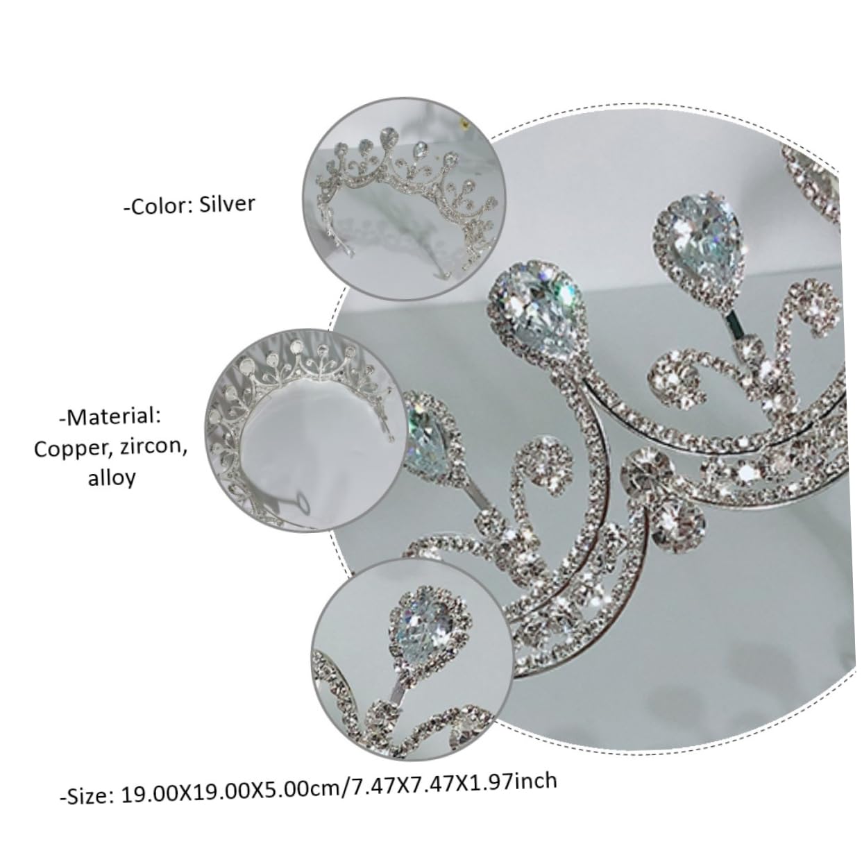 FRCOLOR Tocado de Novia con Gemas de Imitación para Ceremonia de Boda Accesorios para Cabello de Novia