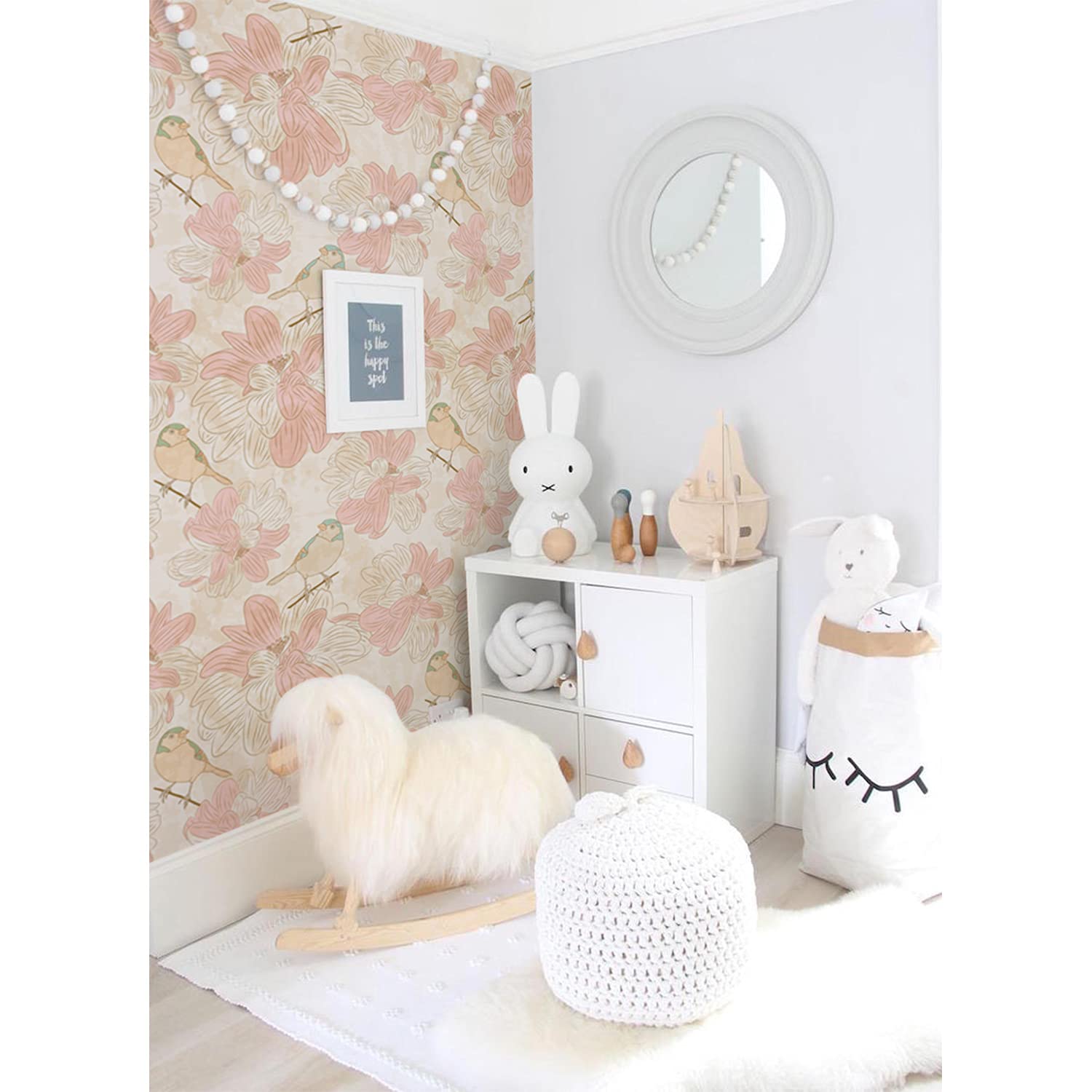 Papier peint beige oiseaux salon et cuisine pour créer un havre de paix
