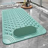Alfombrilla de Ducha， Alfombrillas de Ducha en el Interior la, con ventosas Antideslizantes, Masaje pies, diseño Moderno, for Pisos, bañera y baño(Green,Width 36CM*Length 70CM)
