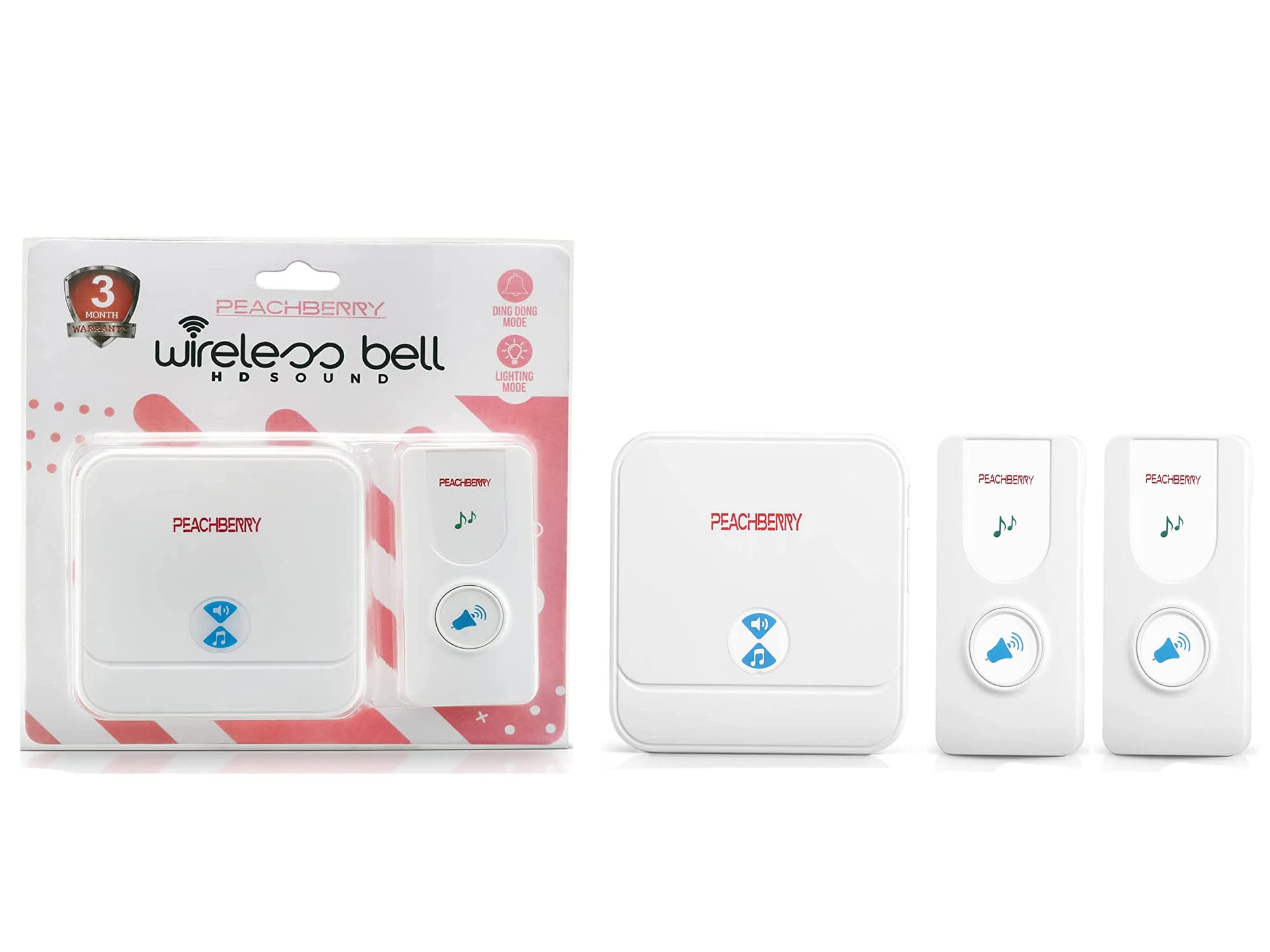 PEACHBERRY Wireless 2 Transmitter Doorbell for Home/Office/House/Hotel Bell with Volume Control Operating Range Up to 25 Meter in Open Air(1 Calling Bell and 2 Transmitter) (B0B53KG893) Amazon Price History, Amazon Price Tracker