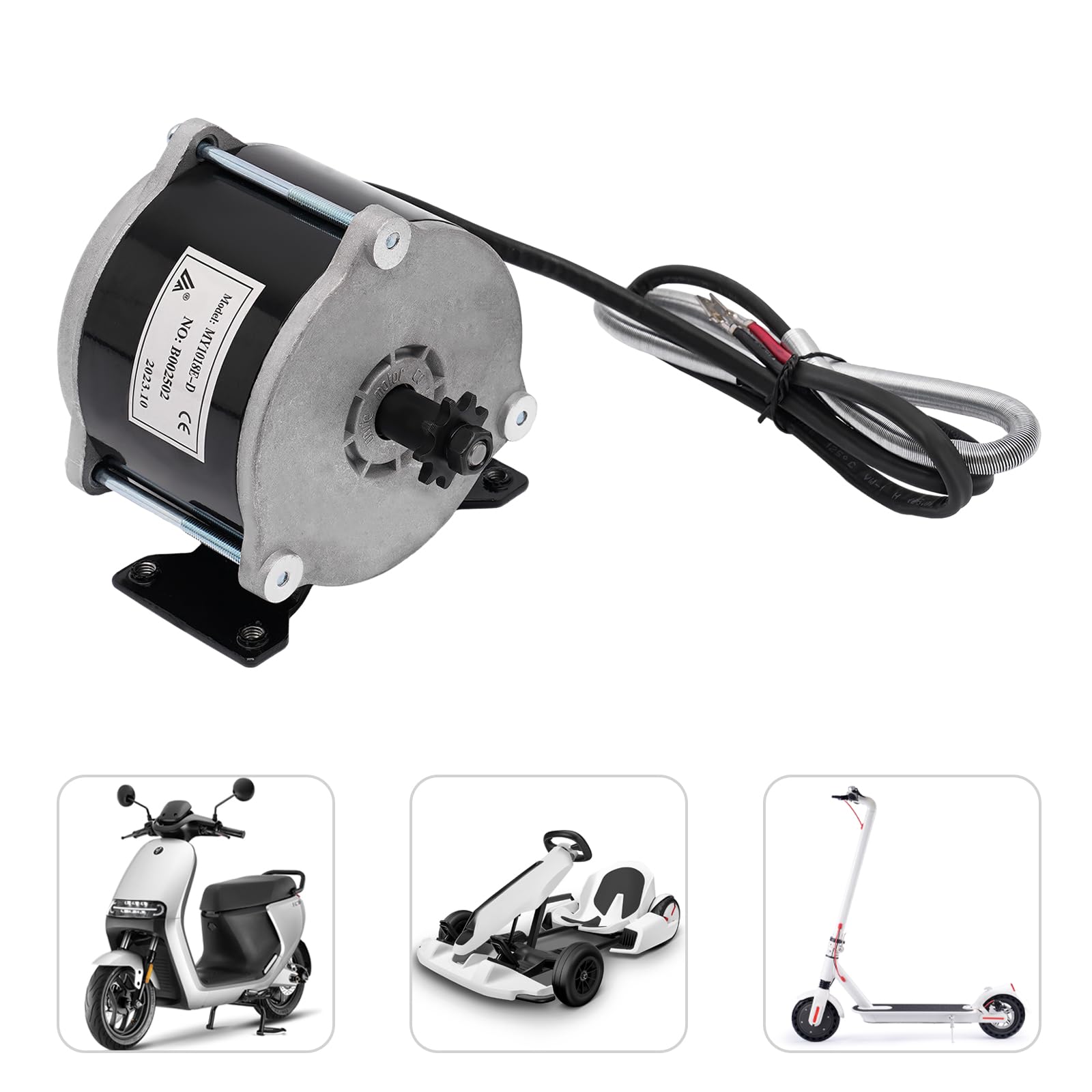 Moteur électrique de réduction 36 V 500 W - Moteur à engrenages CC pour scooter électrique - 1700 tr/min - Moteur de vélo électrique avec brosses