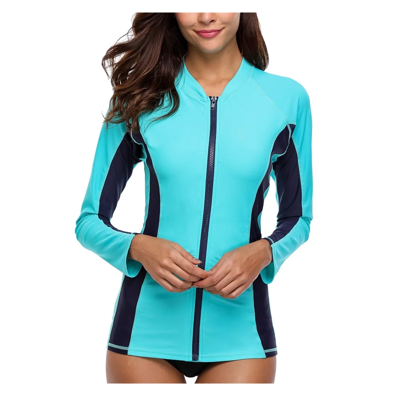 Muta Uomo Muta da Donna, Giacca da Muta, Manica Lunga, Cerniera Frontale, Maglietta for Immersioni e Snorkeling(Blue,S)