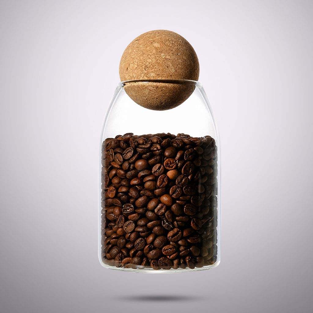 NYKK Einmachgläser Glas mit Airtight Holz Deckel Ball, Klar Keksdose, Gläser Nahrungsmittelspeicherbehälter for Umhüllung-Tee Kaffee Spice Zucker Salz Vorratsdosen Glas
