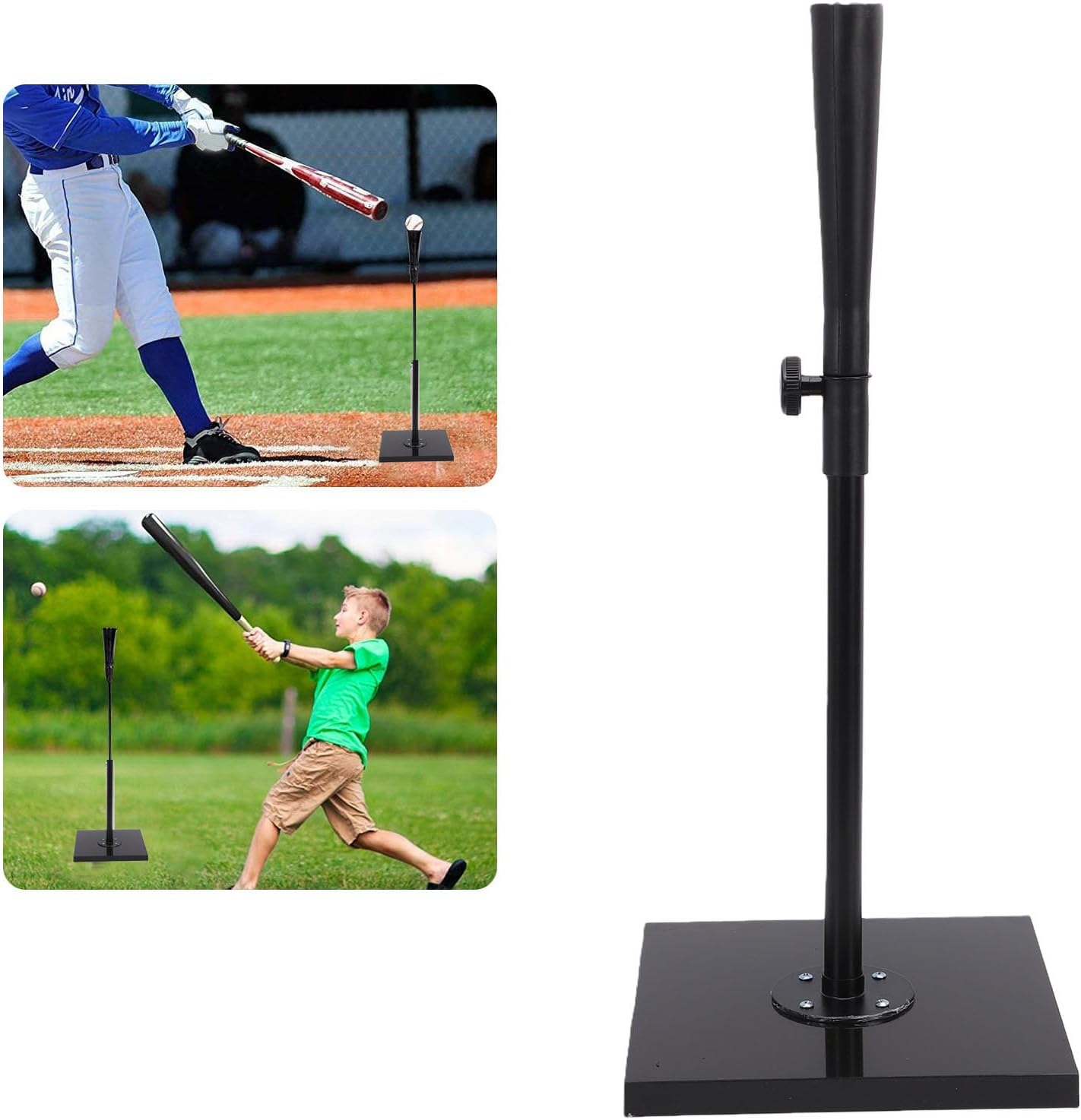 Baseball Batting Tee, Portable Height Adjustable Batting Tee for Baseball Softball Training with Detachable Design Sturdy Base and Rubber Top, for Kids Adults