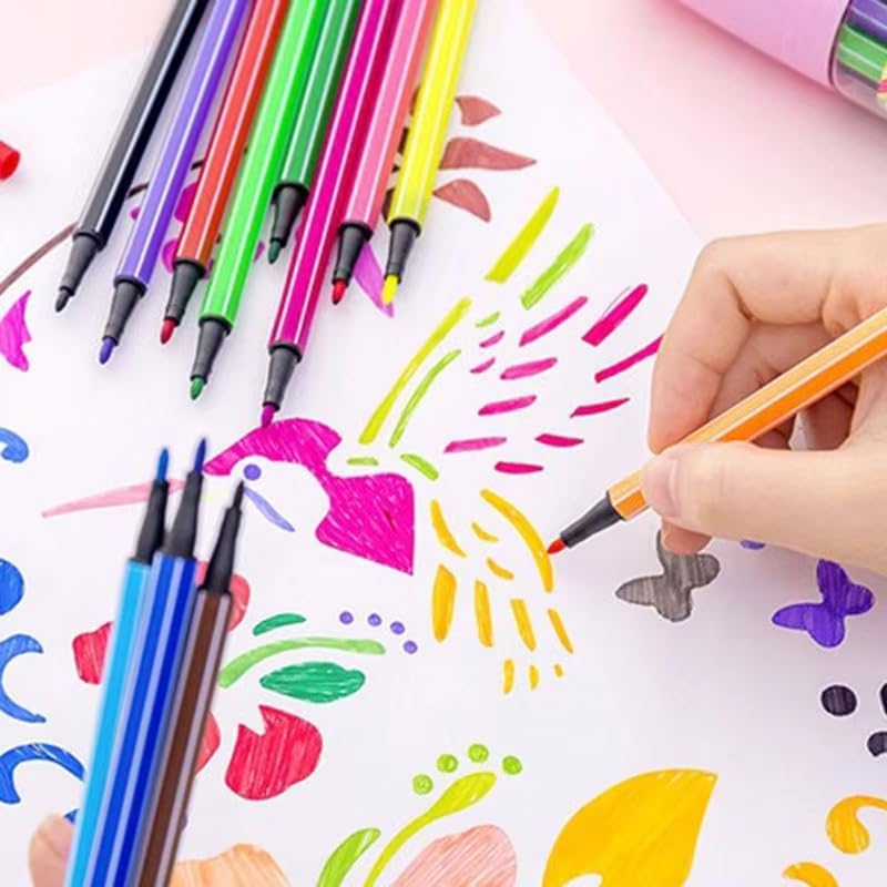 Image of Amitasha 36 Pc Washable Sketch Pen Set Water Color Marker Pens Aesthetic School Supplies Fine Coloring Markers for Kids Adult Book Cards Drawing Craft Kit Teacher Office Supplies