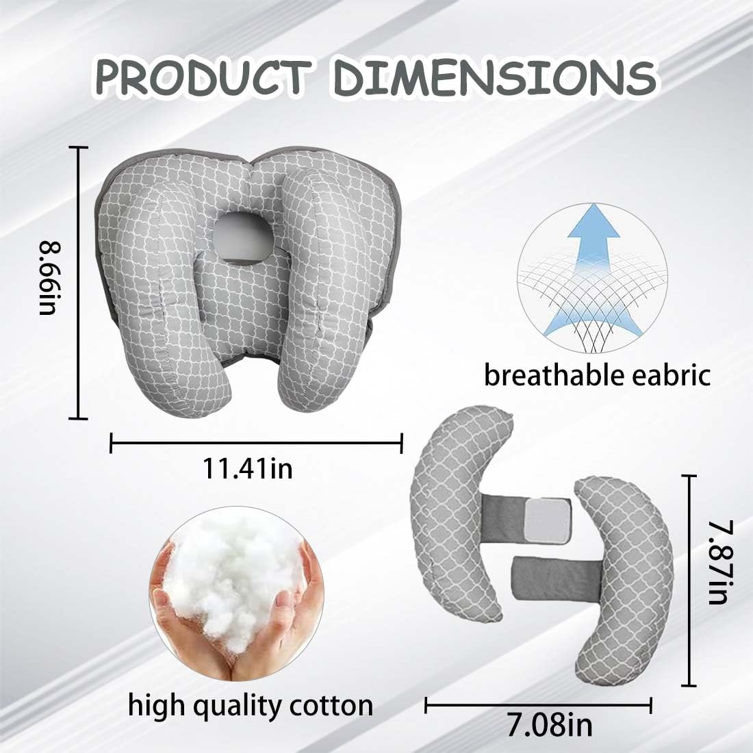 Almohada para la cabeza del bebé, almohada cervical 2 en 1, almohada cervical para bebé, almohada de viaje para apoyar la cabeza en el cochecito