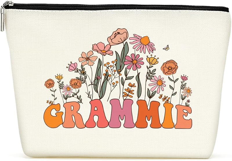 Necessaire retangular Decohim com estampa floral Vintage, algodão e linho, bolso interno e zíper metálico