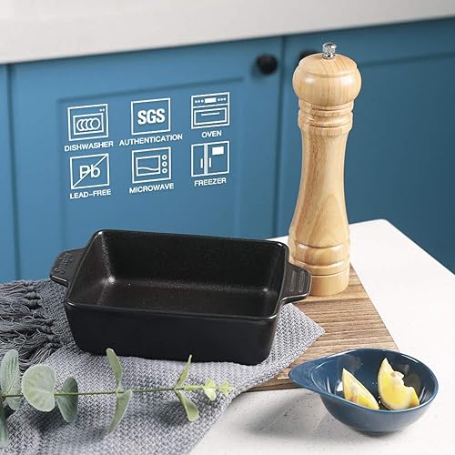 Miniatura 2 de Sweejar Ceramic Baking Dish, Rectangular Small Baking Pan with Double Handles, 22OZ for Cooking, Brownie, Kitchen, 6.5 x 4.9 x 1.8 Inches(Black)
