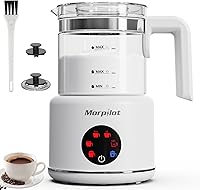 Morpilot 6-in-1 Electric Milk Frother Steamer 16.9oz Glass - Dishwasher Safe BPA-Free for Lattes Cappuccinos Hot Chocolate
