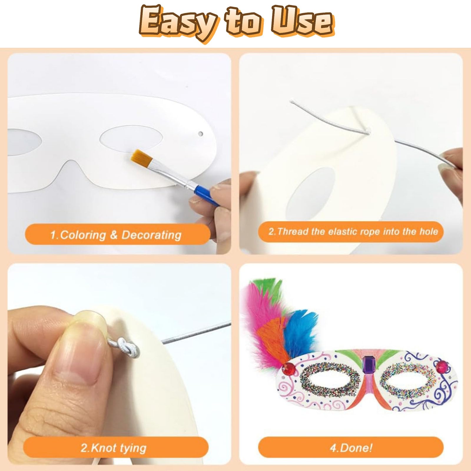 BinPhorm Die Cut Paper Masks,40 PCS Half Face Masks DIY White Blank Mask Hand Painted Craft Masks for Party Supplies - Image 4