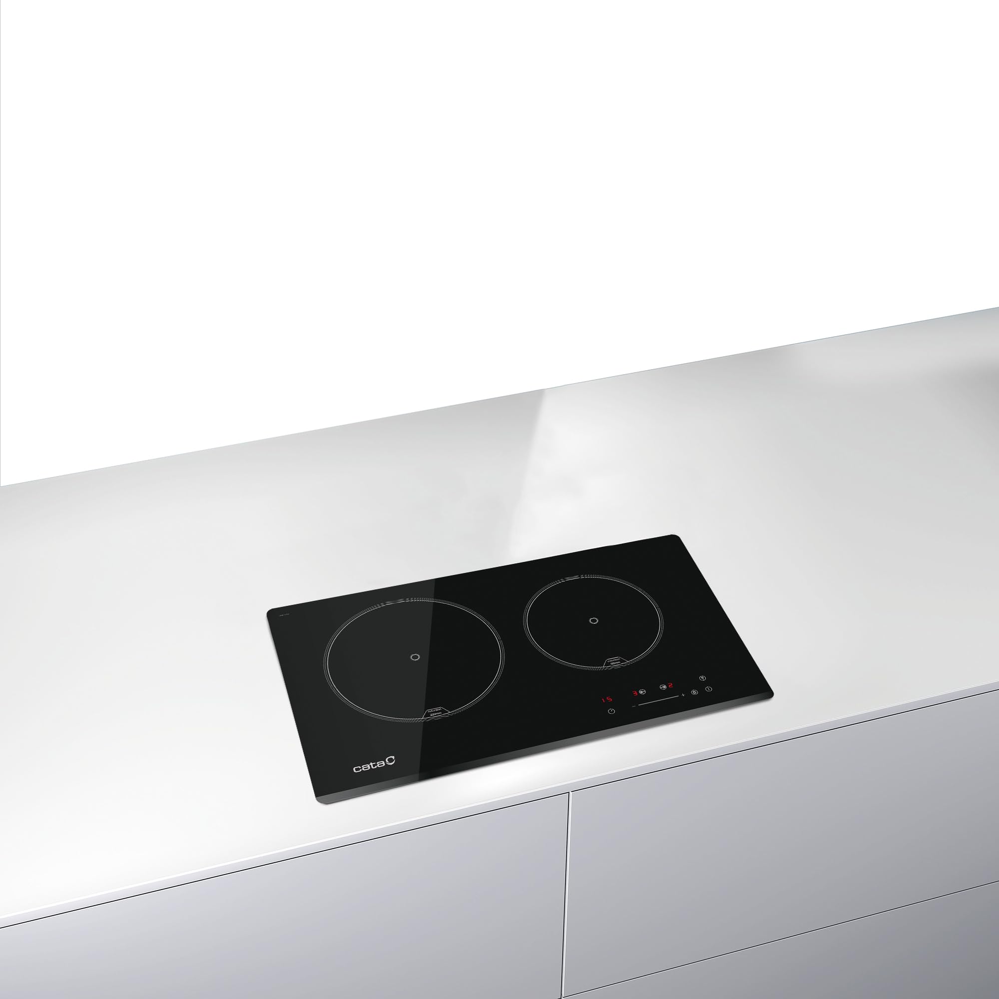 Cata IB 2 PLUS BK Plaque à induction 2 zones de cuisson Commande tactile avec avertissement sonore 9 niveaux de puissance réglables + fonction Booster Timer pour chaque zone Largeur 59 cm Couleur Noir