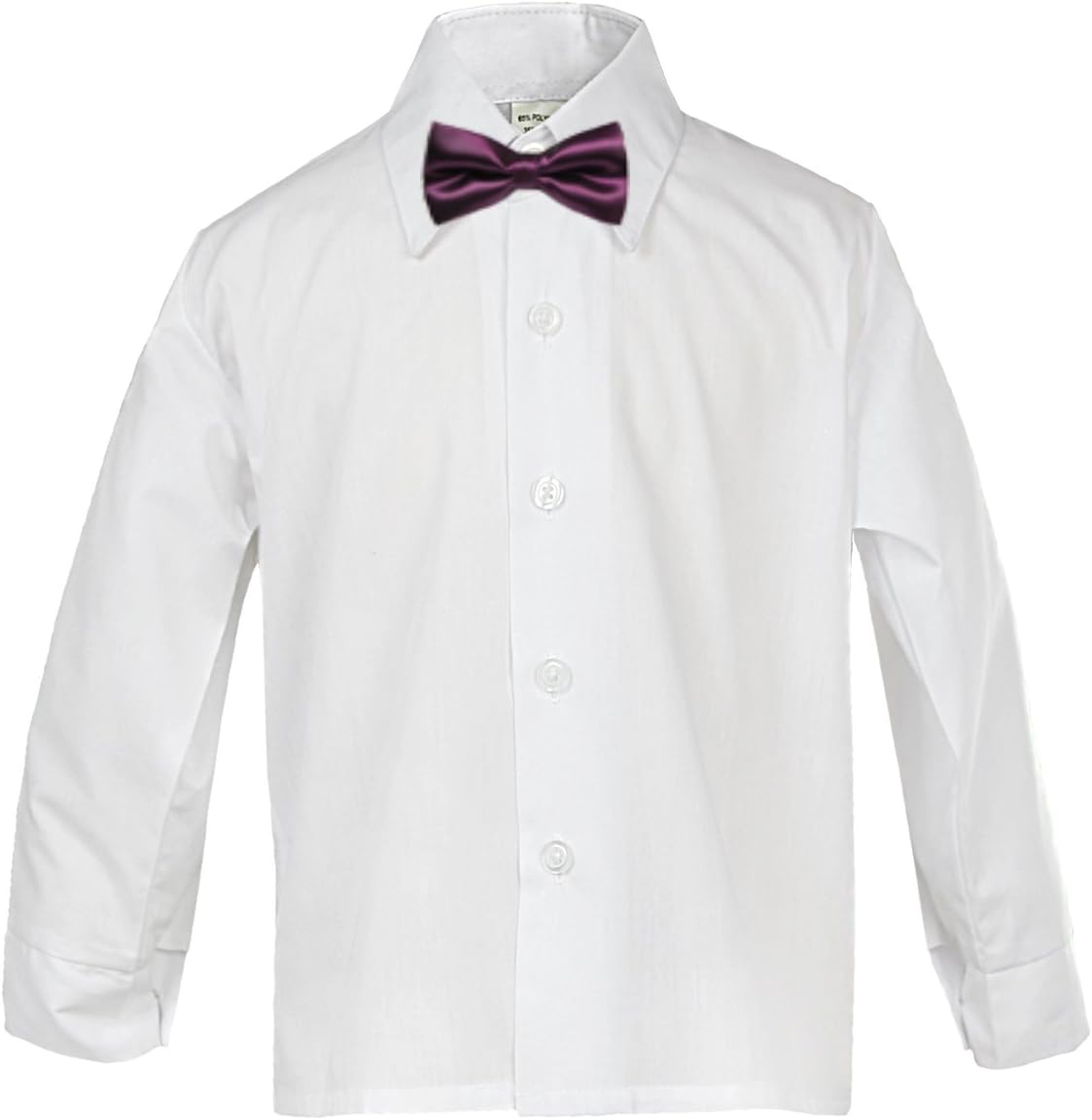 Baby Boy Formal Tuxedo Suit White Button Down Dress Shirt Color Bow tie Sm-4T (Extra-Large, Eggplant)
