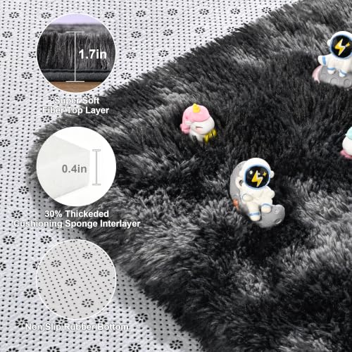 Tapete Shag Moderno Microfibra 7x10 Pies Gris Oscuro miniatura 7