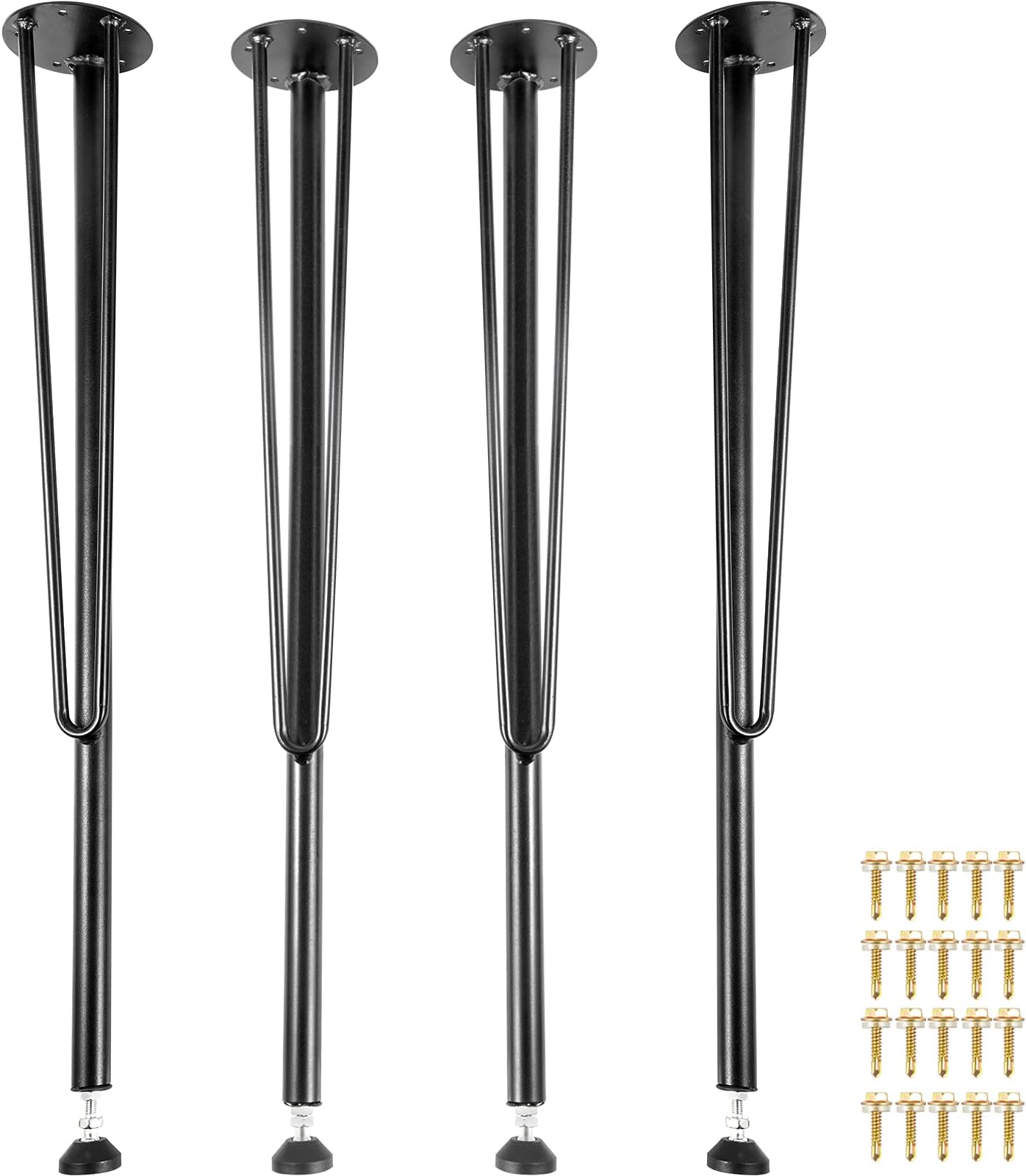 VEVOR Metal Table Legs - 28 Inch Heavy Duty Set of 4 Bench Legs with Rubber Floor Protectors, Black