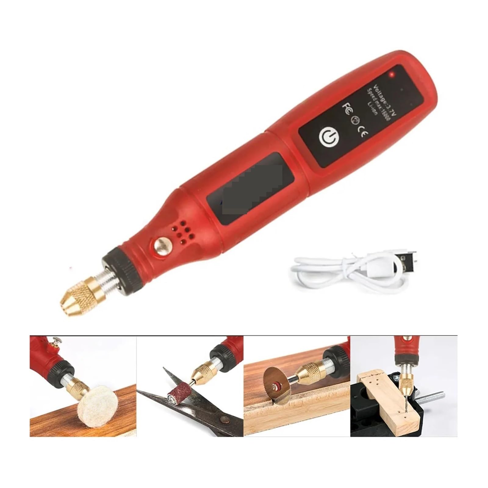 Machine à polir, Mini perceuse électrique, Mini perceuse à main, outil rotatif USB sans fil, stylo de gravure sur bois, outils for bijoux métal verre(4 inch)