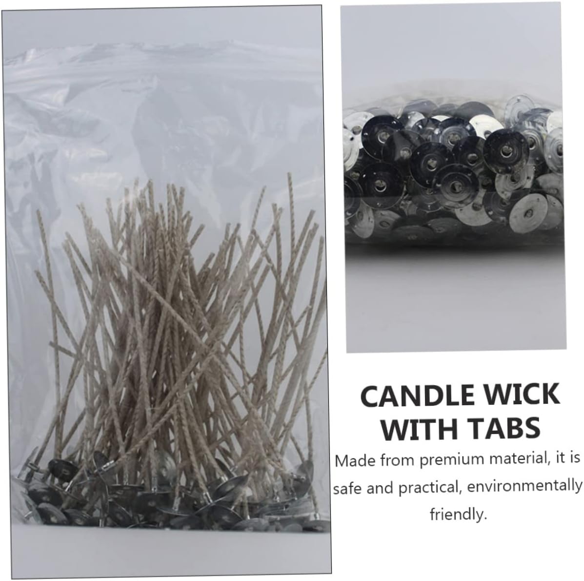 VILLCASE 200pcs Candle Wick with Tabs Cotton Wicks DIY for Candle Making Accessories for Romantic Weddings Valentines Day and Gift Crafts