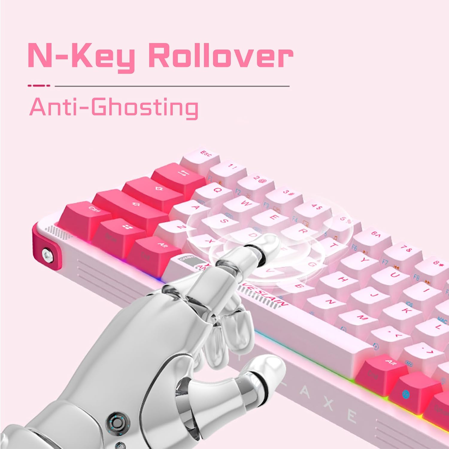 Image illustrating N-Key Rollover and Anti-Ghosting features on the keyboard.