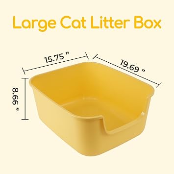 Large Cat Litter Box with High Sides,Cat Boxes for Indoor Cats,Cat Litter Pan for Kitty,Litter Box with Low Entry,Easy to Clean,Anti-Splashing (White)