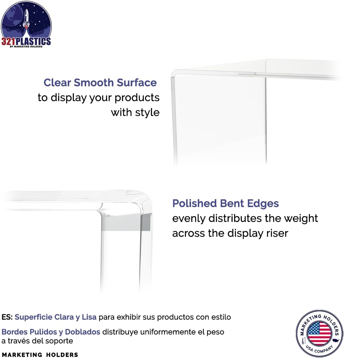 Marketing Holders 6 Pack Clear Acrylic Riser Display Stand 7" Square Products Platform Retail Products Showcase Plexiglass Counter or Tabletop Decor One Piece Pedestal