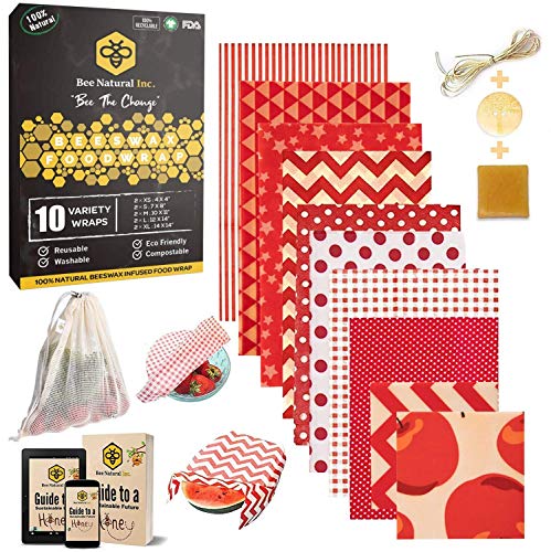 BeeNatural Lot de 10 emballages en cire...
