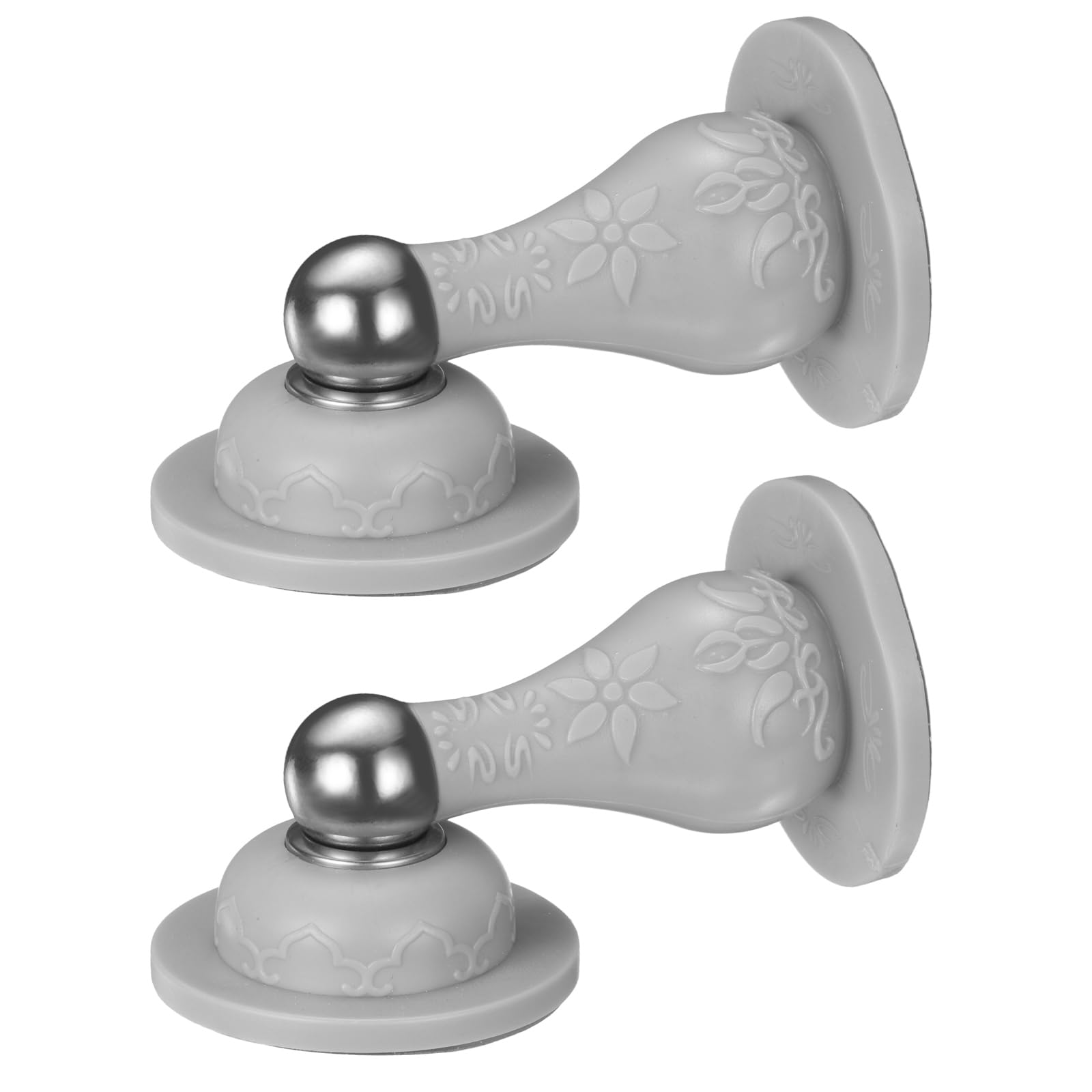 sourcing map 2Pcs 3.5" Magnetic Door Stopper, Soft Silicone Magnetic Doorstops for Wall and Floor Mounting, No Drilling Door Holder with Adhesive for RV Baggage Doors, Home, Office, Gray โ image 1