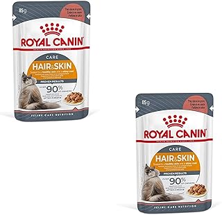 Royal Canin Hair & Skin Care Gravy | Doppelpack | 2 x 12 x 85g | Alleinfuttermittel für ausgewachsene Katzen | Feine Stückchen in Soße | Kann zu einem gesundes Fell beitragen product image