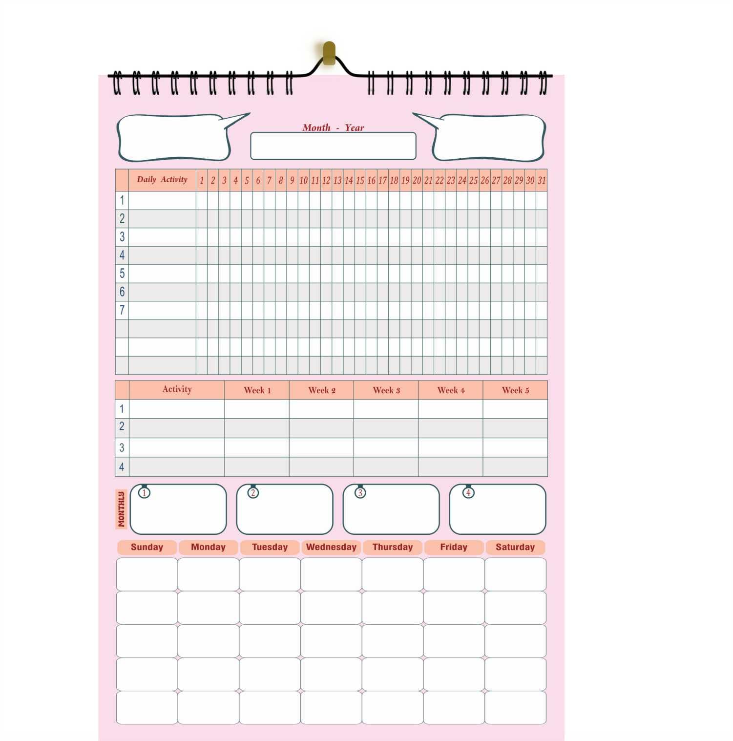 301 Pink 14x19 Wall Habit Tracker undated Wall Calendar | 12 Month Undated Daily | Weekly | Monthly Habit Planner Journal-image-29