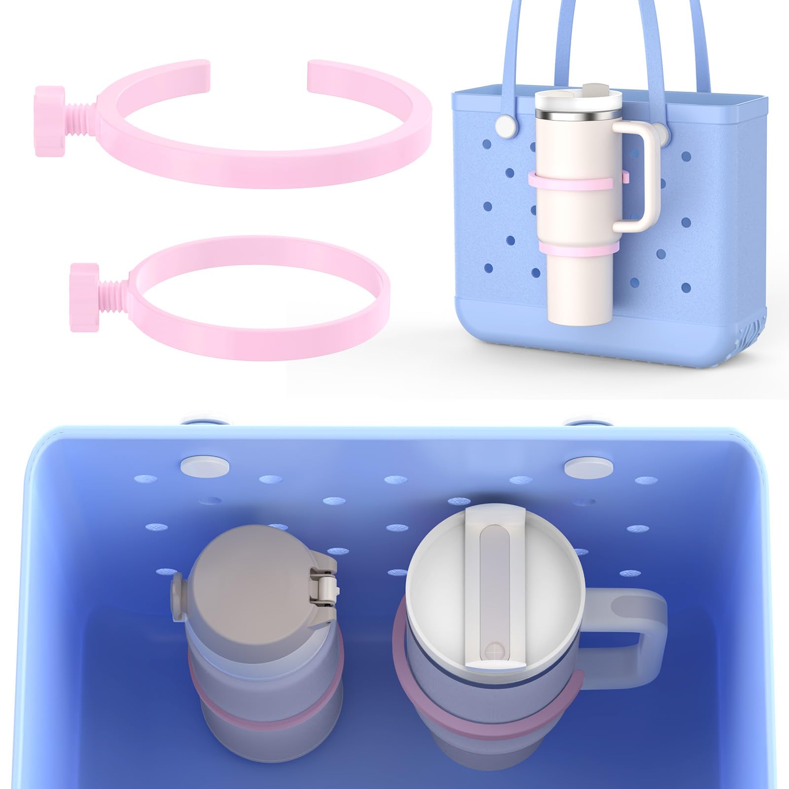 OUTXE 2 Pack Cup Holder for Bogg Bag, Fits 16-40oz Stanley, Insert Drink Holder Attachment Compatible with All Bogg Bags & Simply Southern Beach Tote