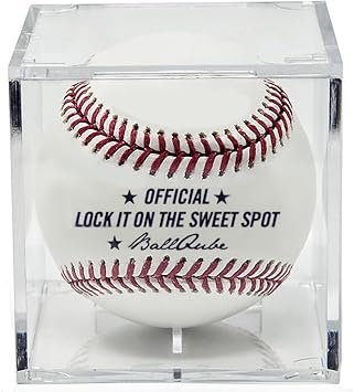 BallQube Baseball Display with Stand, 36 Pack, UV Protection, Autograph Memorabilia Holder, Clear Cube Case for Official Size Ball