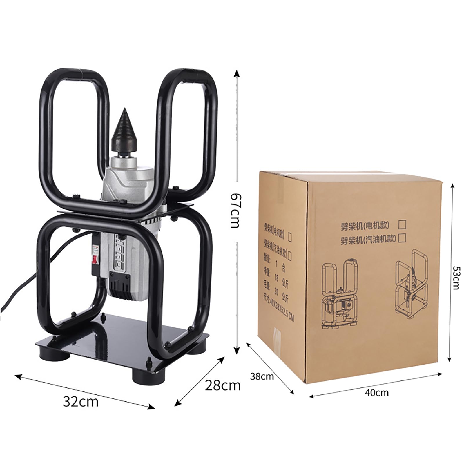 Spaccalegna Elettrico da 3300 W, Spaccalegna Automatico Portatile per Uso Domestico, Motore Interamente in Rame, velocità a Vuoto: 450 Giri/min, Diametro della Legna da Ardere: ≤30 Cm
