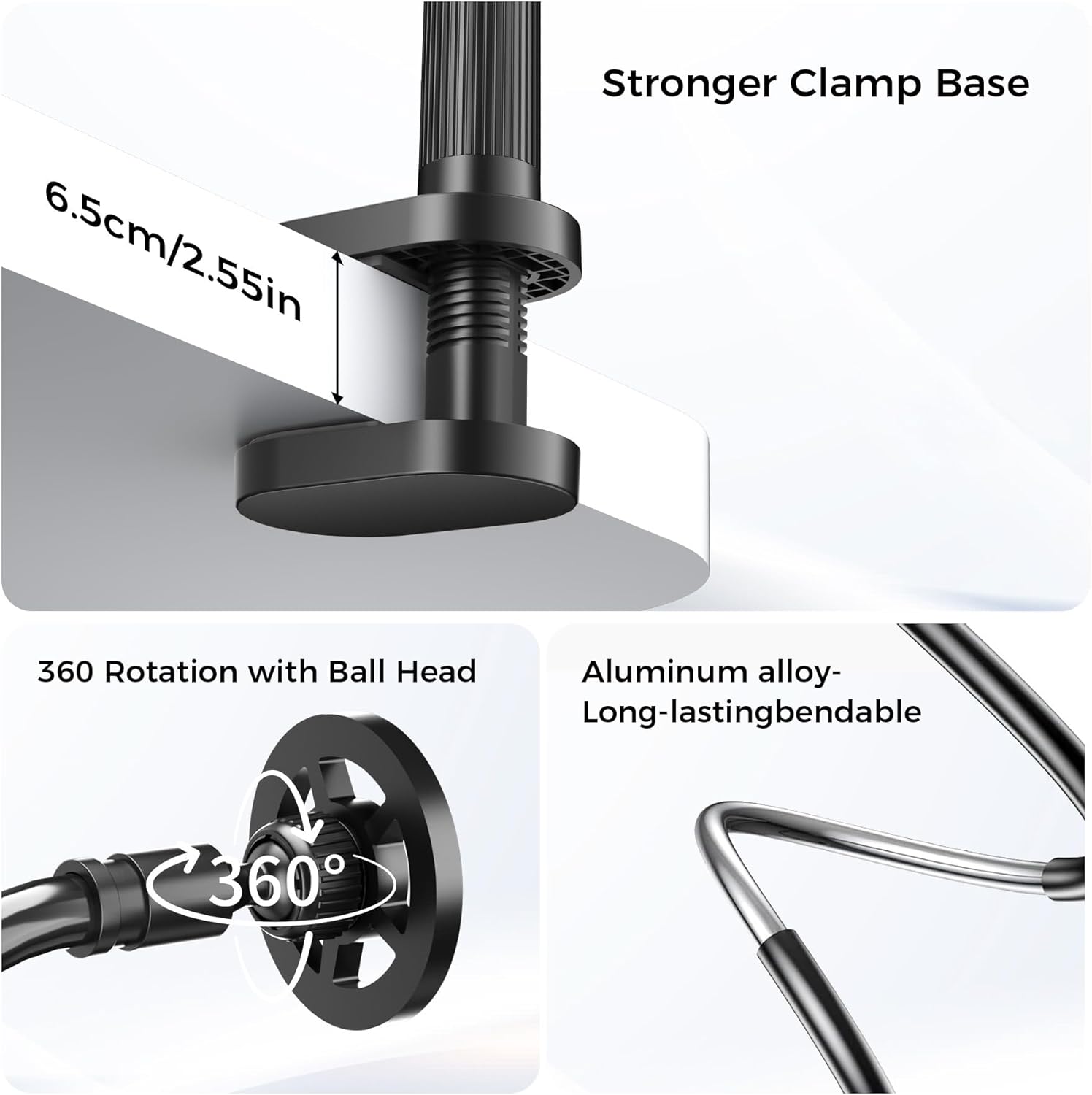 Gooseneck Phone Holder for Bed Laying Dowm, Magnetic Cell Phone Stand for Desk Headboard Bedside, Flexible Long Arm Mount Bracket Compatible with iPhone 17 16 15 14 13 12.