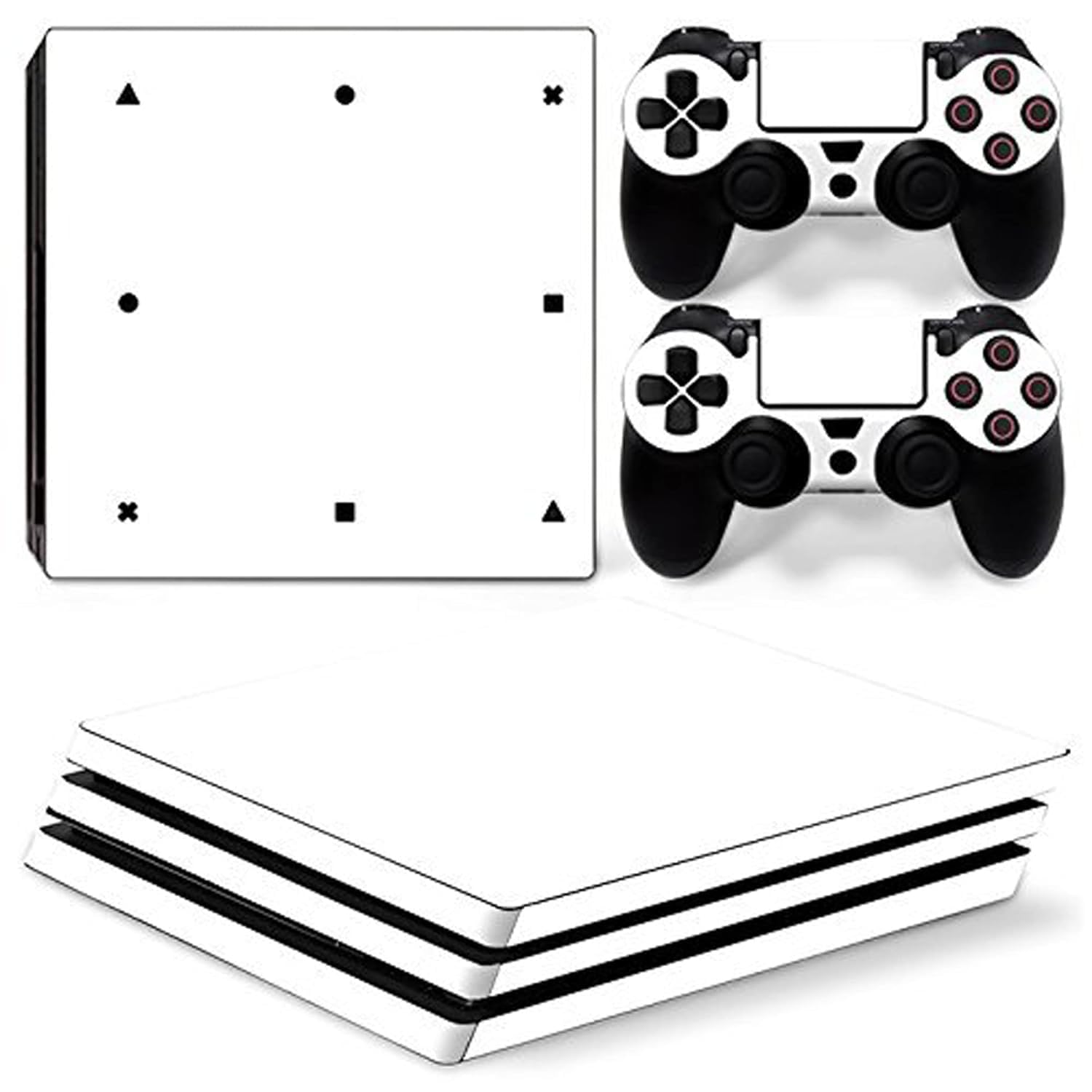 Khushi Decor Gloss White Pro 3m Skin Sticker Cover for Ps4 Pro Console and 2 Controllers for Video Game-picture-23