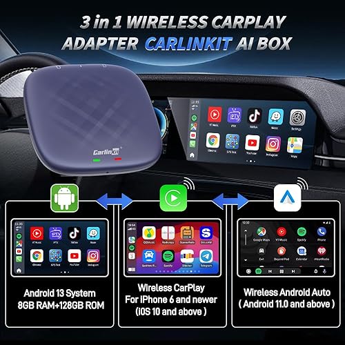 Miniatura 8 de CarlinKit CarPlay Ai Box Magic Box Android 13.0 Sistema inalámbrico CarPlay Adaptador Android Auto Soporte Netflix YouTube Google GPS+Glonass